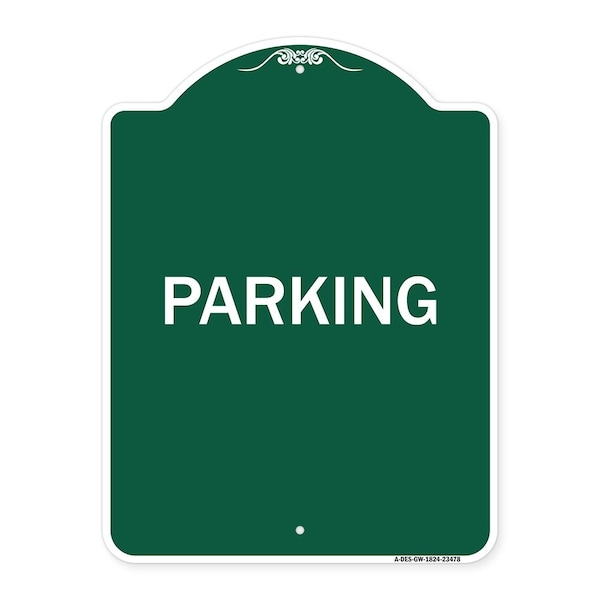Signmission Designer Series Sign-Parking, Green & White Aluminum Architectural Sign, 18" x 24", GW-1824-23478 A-DES-GW-1824-23478 - main